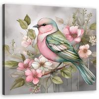 WANDBILD tiere vintage vogel - Pink, Textil (30/30cm) - Feeby