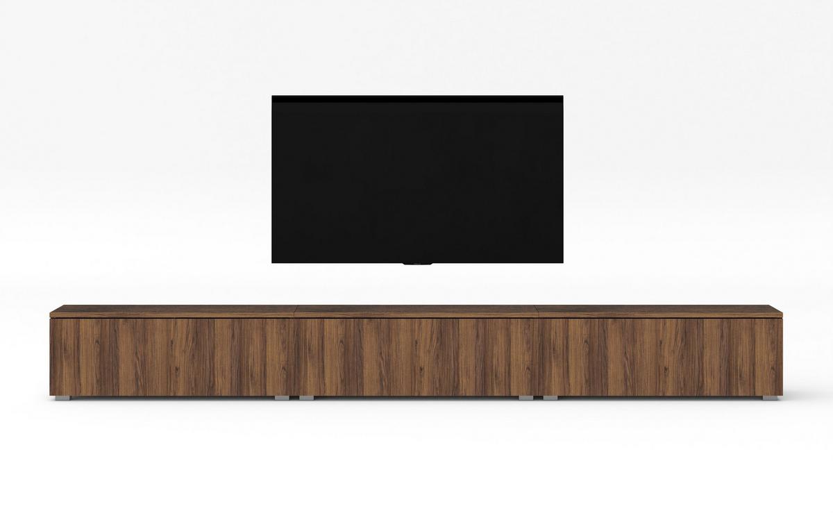 LOWBOARD Loriano 3x100 Nussbaum Warmia 300/36,5/32 cm – Hängend und Stehend - Nussbaumfarben, Holzwerkstoff/Kunststoff (300/36.5/32cm) - AX Living