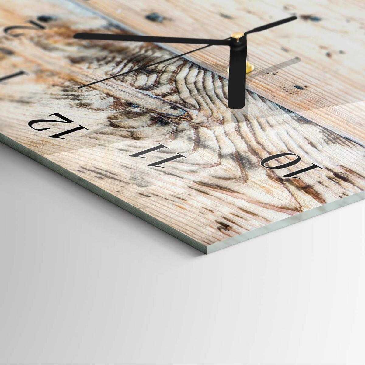 WANDUHR aus Glas 30x60 cm - Holz - Beige, Glas (30/60/0.4cm) - TULUP