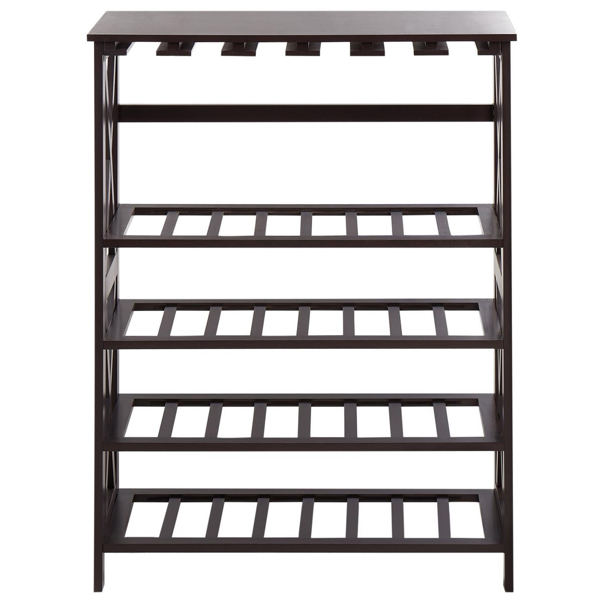 WEINREGAL Schwarz Rothesay - Schwarz, Holzwerkstoff (73/90/29cm) - Beliani