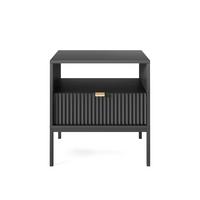 NACHTSCHRANK Vellore Schwarz mit Metallbeinen 54 cm - Goldfarben/Schwarz, Holzwerkstoff/Metall (54/56/39cm) - Selsey
