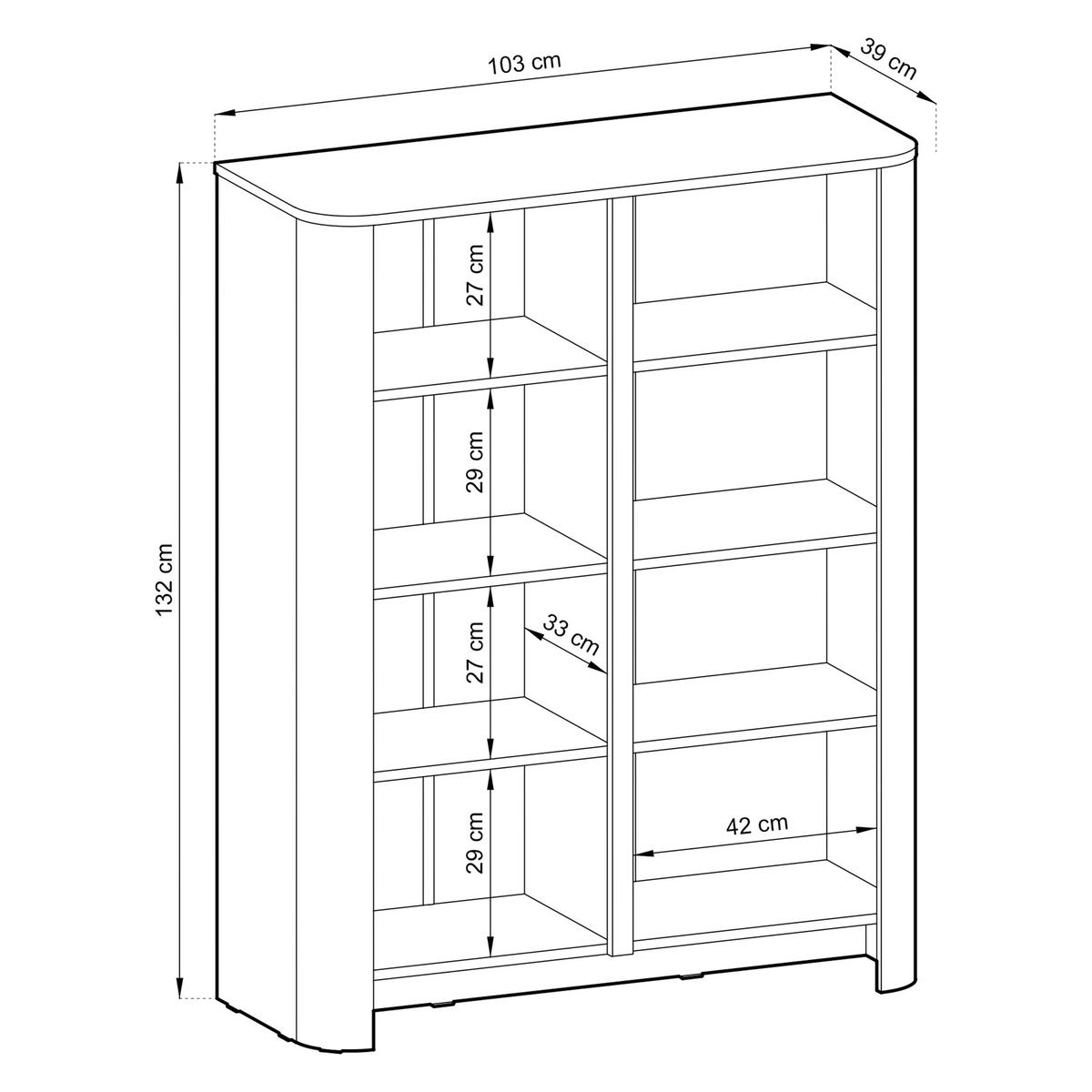 HIGHBOARD AVORIO 103/132/39cm 4 Türen Eichefarben - Eichefarben/Naturfarben, Holzwerkstoff (103/132/39cm) - MASSENO