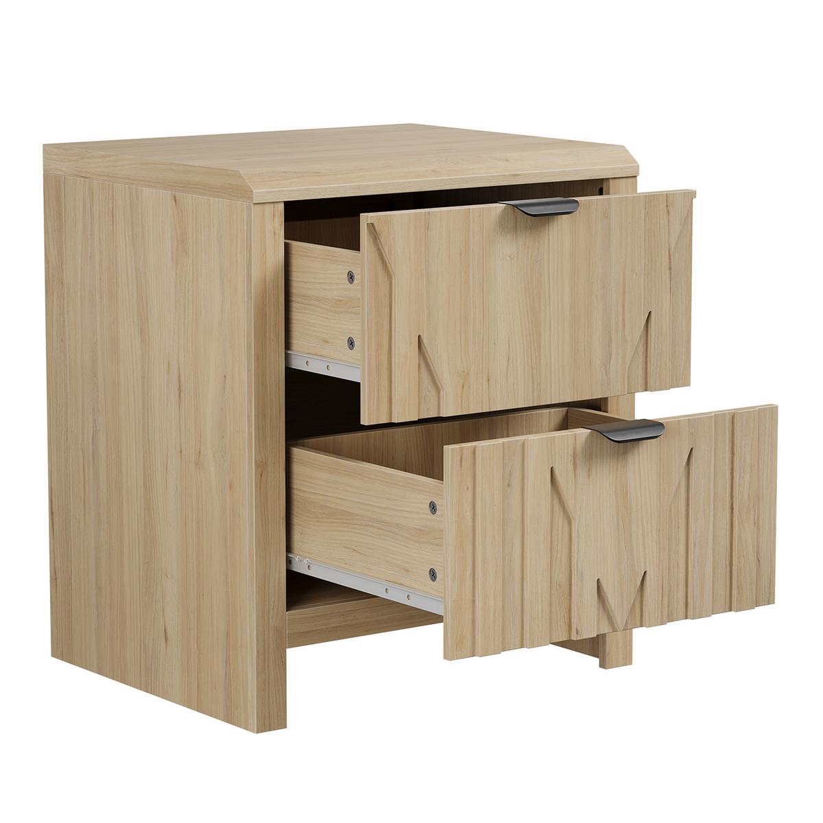 NACHTTISCH Eichenoptik mit 2 Schubladen Mid-Century Modern Metallgriffe - Eichefarben, Holzwerkstoff (48/55.5/40cm) - Urban Meuble