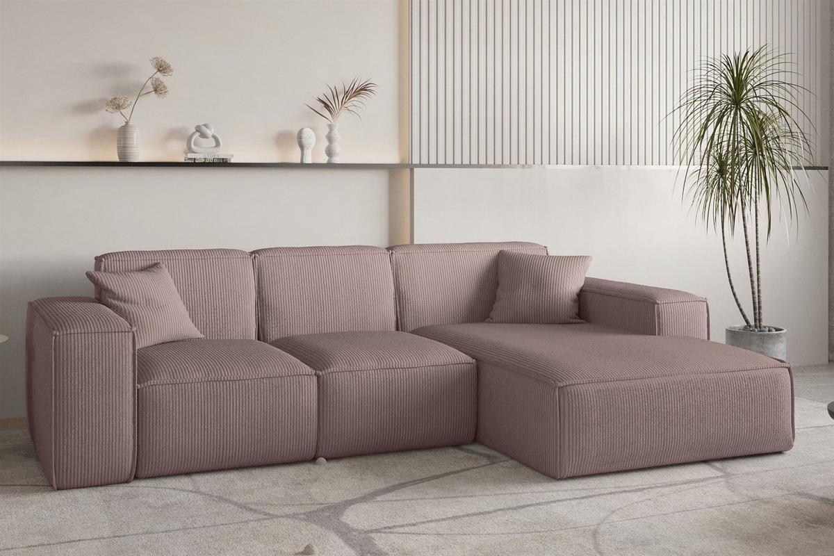 ECKSOFA Celes Premium Stoff Scala - Lila, Holzwerkstoff/Textil (266/165cm) - Fun Möbel