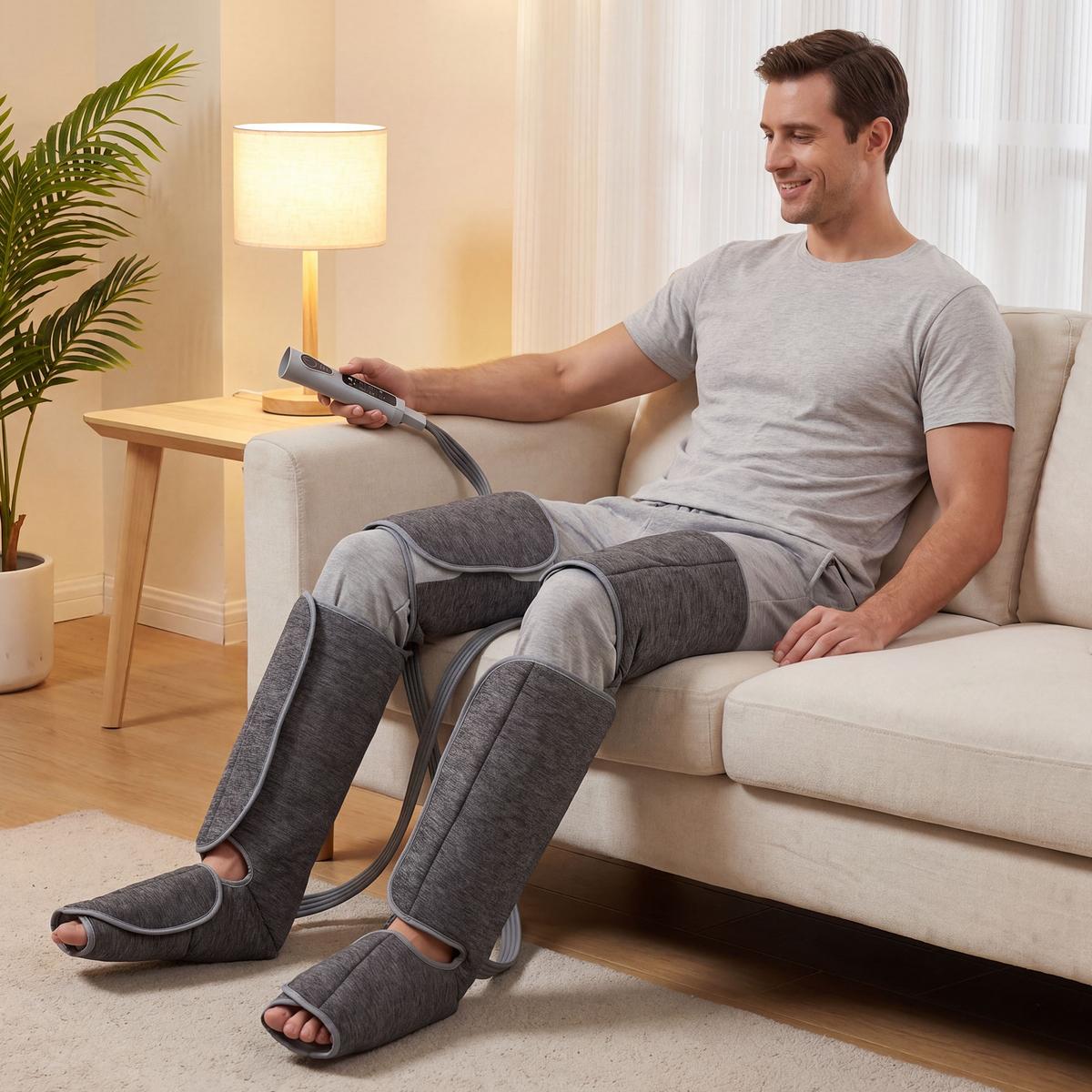 BEINMASSAGEGERÄT Stoff TPR Grau - Grau, Textil (77/12/96cm) - HOMCOM