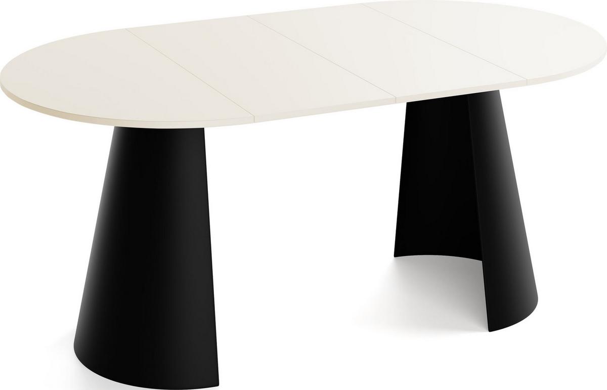 ESSTISCH Lamio runder ausziehbarer, Beige Cashmere 100-180/100/76 cm - Kaschmir/Beige, Holzwerkstoff/Metall (100/176/76cm) - WFL GROUP