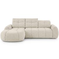 ECKSOFA Sorel Mini mit Automatisch verstellbarer Sitztiefe und Kopfstützen, links, Beige - Sandfarben, Textil (190/275cm) - Beautysofa