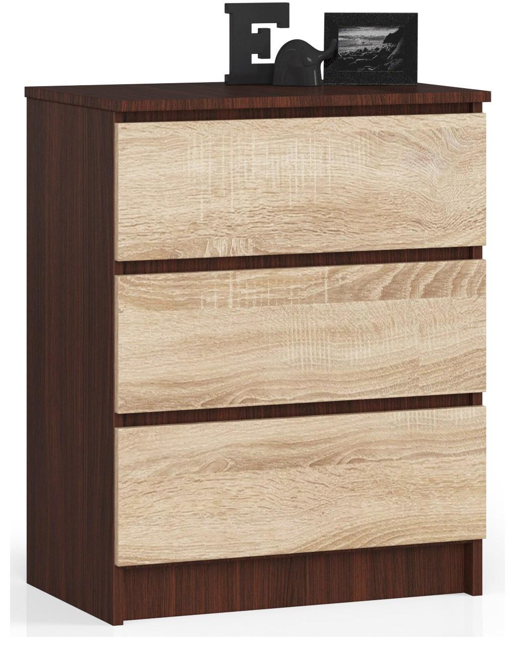 KOMMODE Dunkelbraun, Eiche Sonoma 77/60/40 - Dunkelbraun, Holzwerkstoff (60/77/40cm) - RAUMHIRSCH FURNITURE