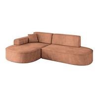 ECKSOFA Ottomane Links MARI-L1 - 243x171x79 cm Orange Velours - Schwarz/Orange, Holzwerkstoff/Kunststoff (243/171cm) - ALTDECOR