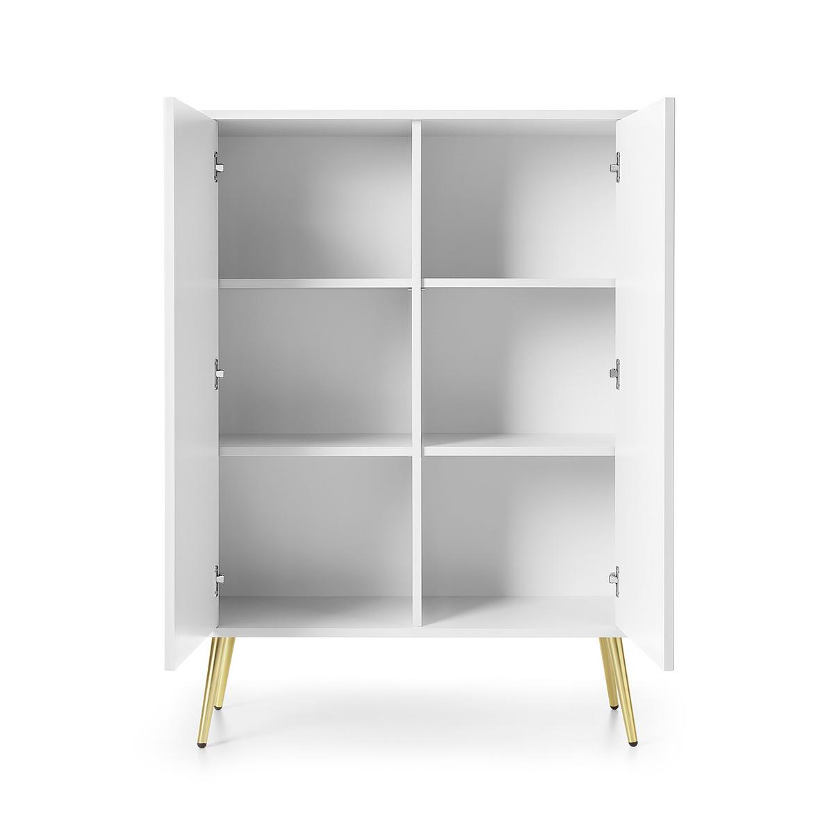 HIGHBOARD ZENZERO 103/129/39 cm mit 2 Türen Weiß - Goldfarben/Weiß, Holzwerkstoff (103/129/39cm) - MASSENO