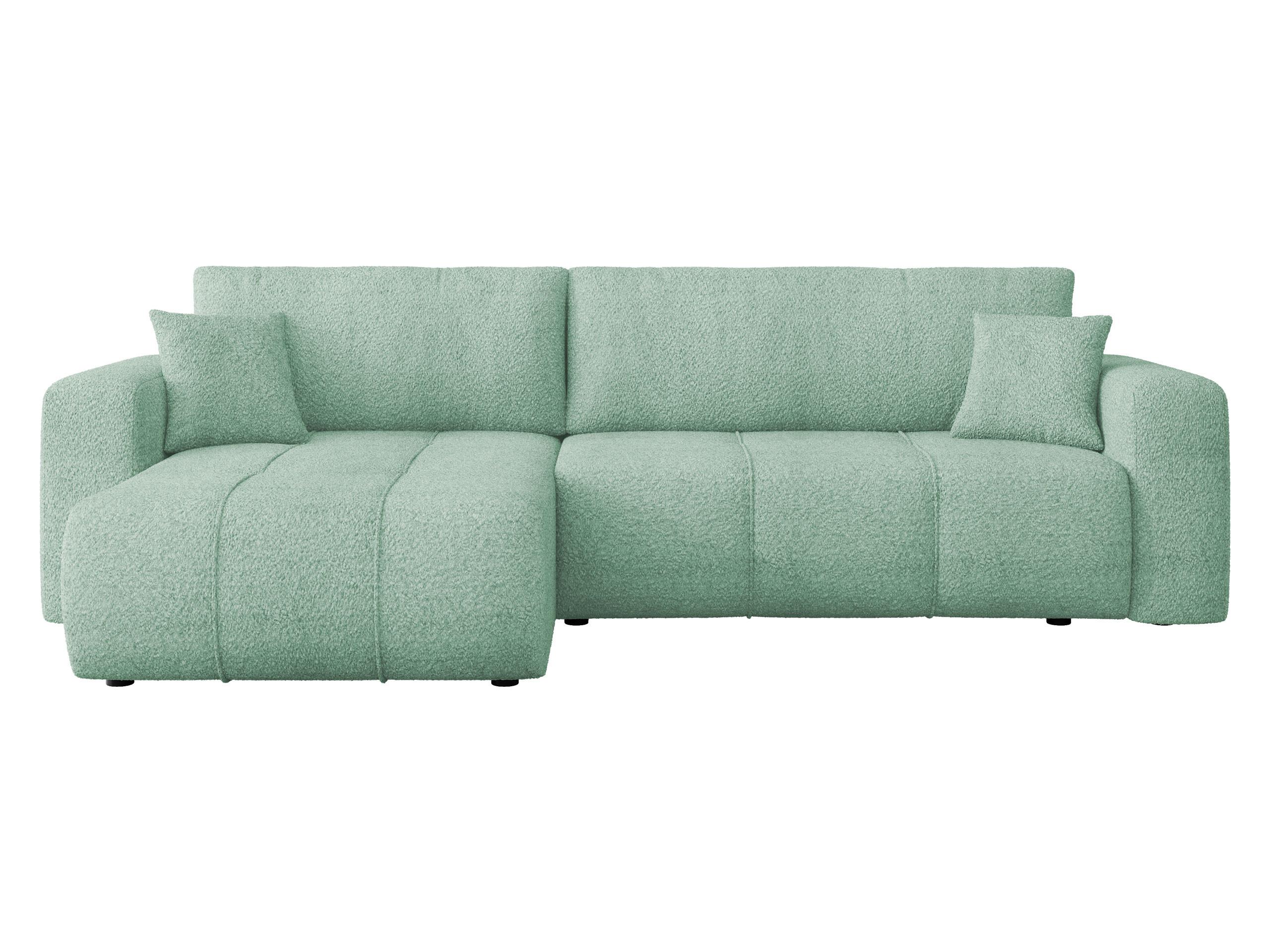 ECKSOFA Furyn Maxi Boucle - Schwarz/Mintgrün, Holzwerkstoff/Kunststoff (274/145cm) - MIRJAN24