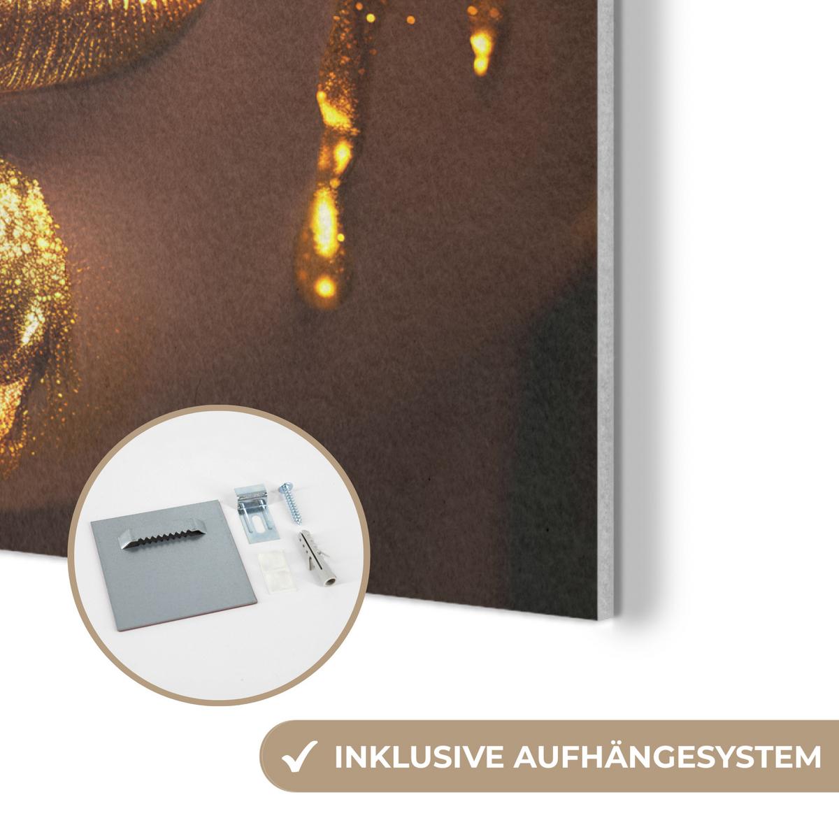 AKUSTIKBILD Frau - Gold - Luxus - Porträt Wanddeko 70x50 cm - Goldfarben, Kunststoff (70/50/0.9cm) - MuchoWow