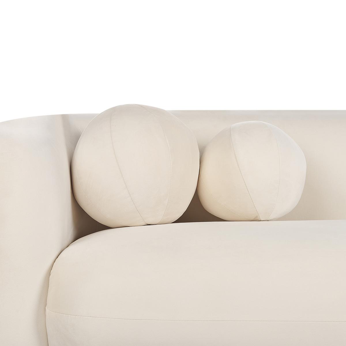 3-SITZER-SOFA Samtstoff cremeweiß Leiren - Weiß, Textil (224/73/83cm) - Beliani