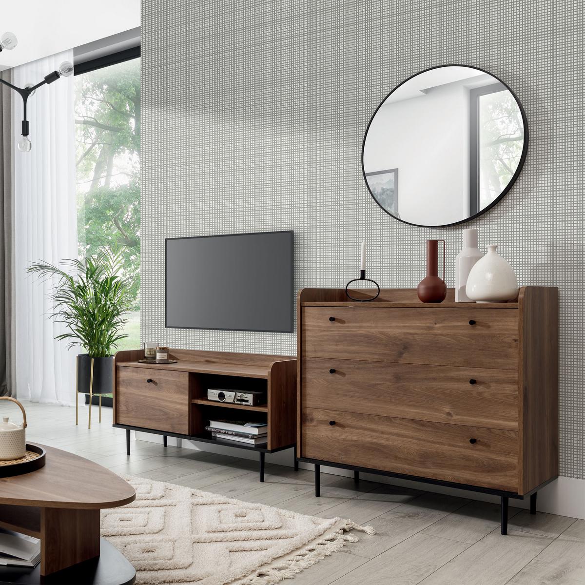 KOMMODE Vasilia mit 3 Schubladen, Brandy Castello - Eichefarben, Holzwerkstoff (90/90/45cm) - Beautysofa
