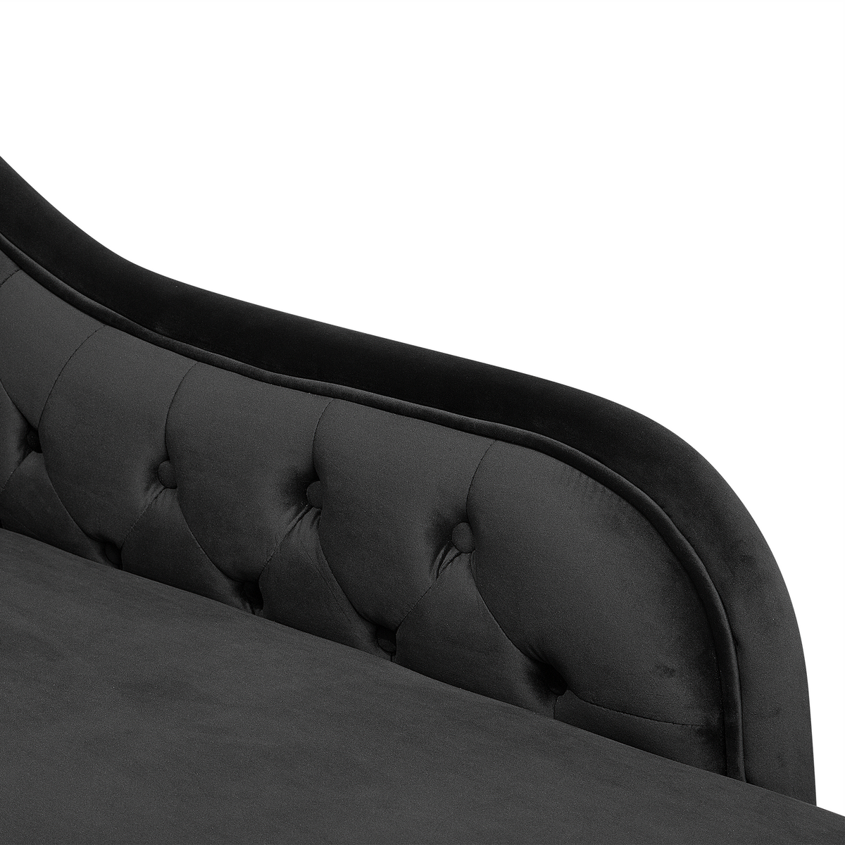 CHAISELONGUE Samtstoff schwarz linksseitig Nimes - Schwarz, Textil (170/79/61cm) - Beliani