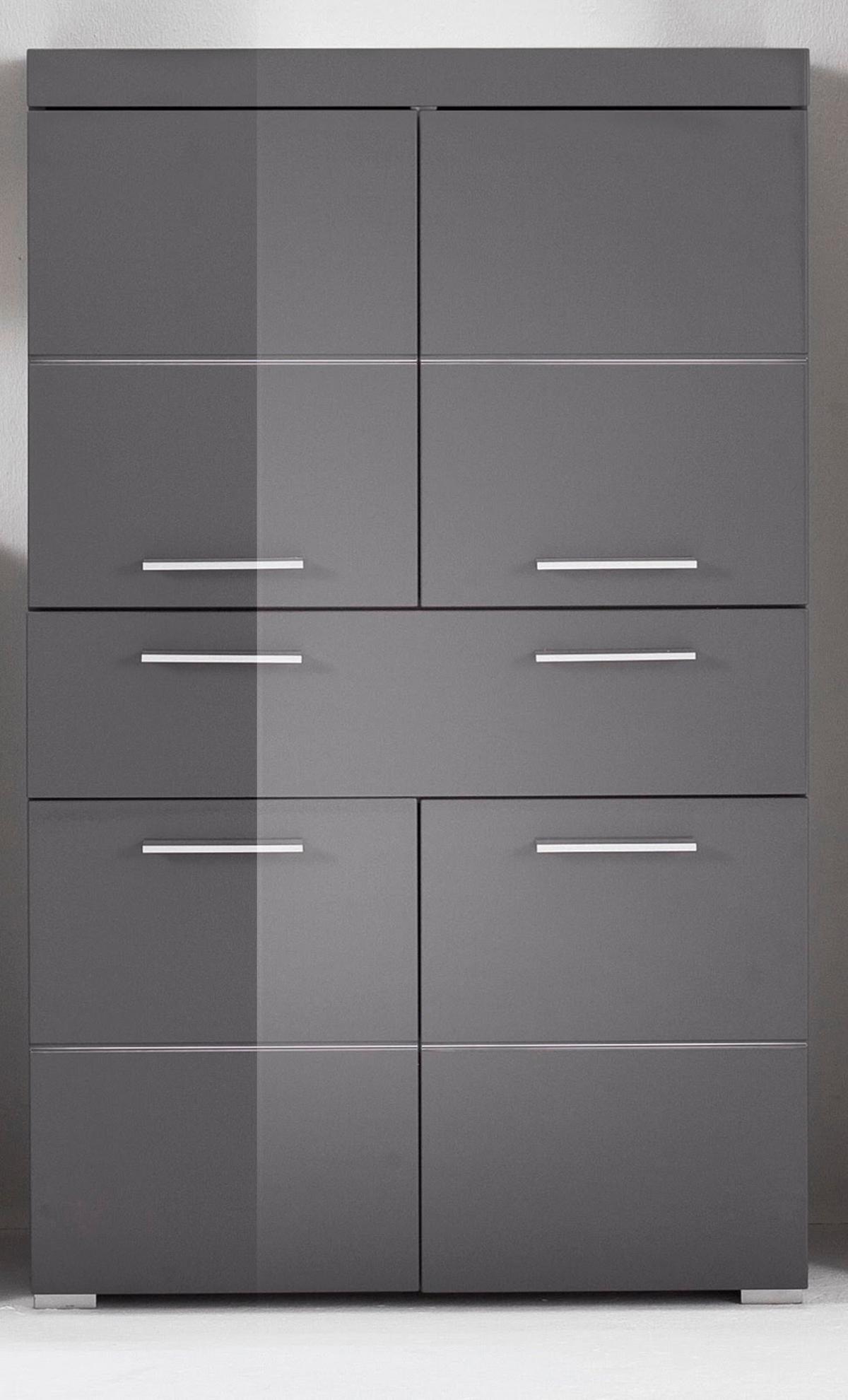 MIDISCHRANK grau Hochglanz 73 x 132 cm, Badschrank mit viel Stauraum - Grau, Holzwerkstoff/Kunststoff (73/132/31cm) - Top.Furn