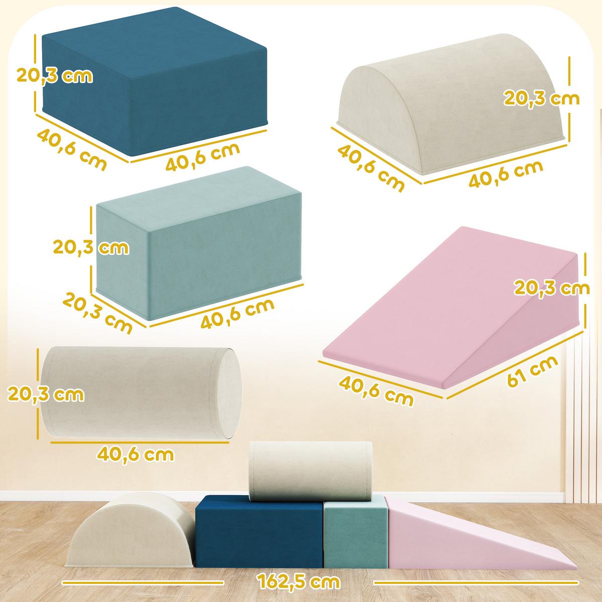 SCHAUMSTOFF-BAUSTEINE für Kinder 5er Set Samtoptik - Multicolor, Textil (40.6/61cm) - AIYAPLAY