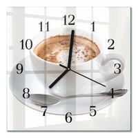 WANDUHR aus Glas 30x30 cm - Kaffee - Weiß, Glas (30/30/0.4cm) - TULUP