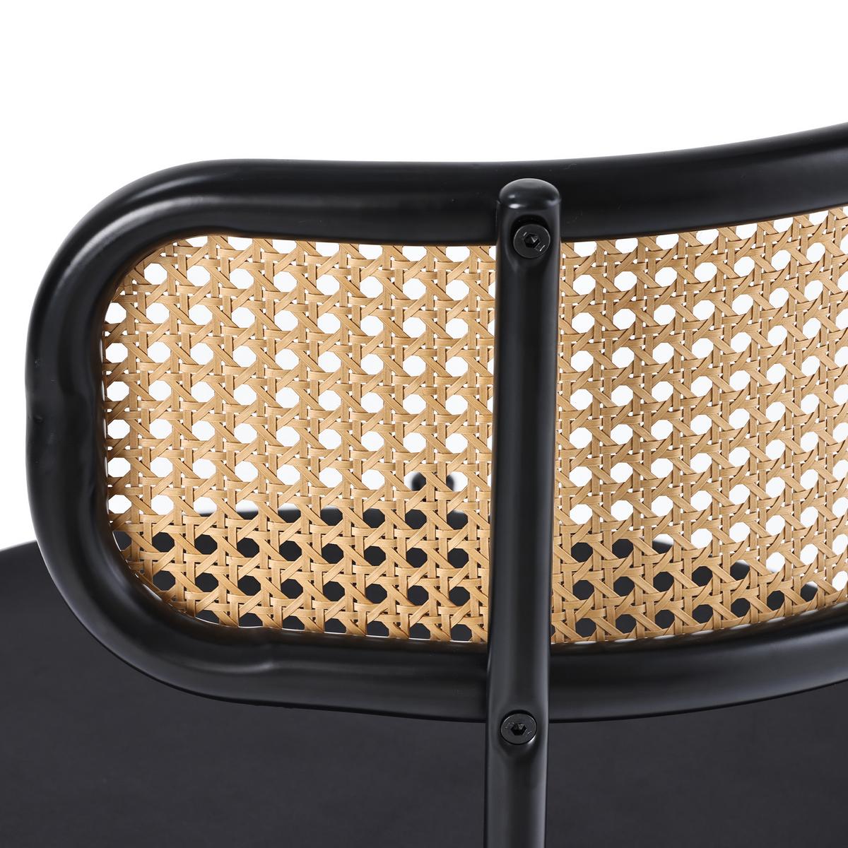 ESSZIMMERSTUHL Set 2er Schwarz Samt & Rattan Polsterstuhl mit Metallbeinen - Schwarz, Textil (51/75/51cm) - Urban Meuble