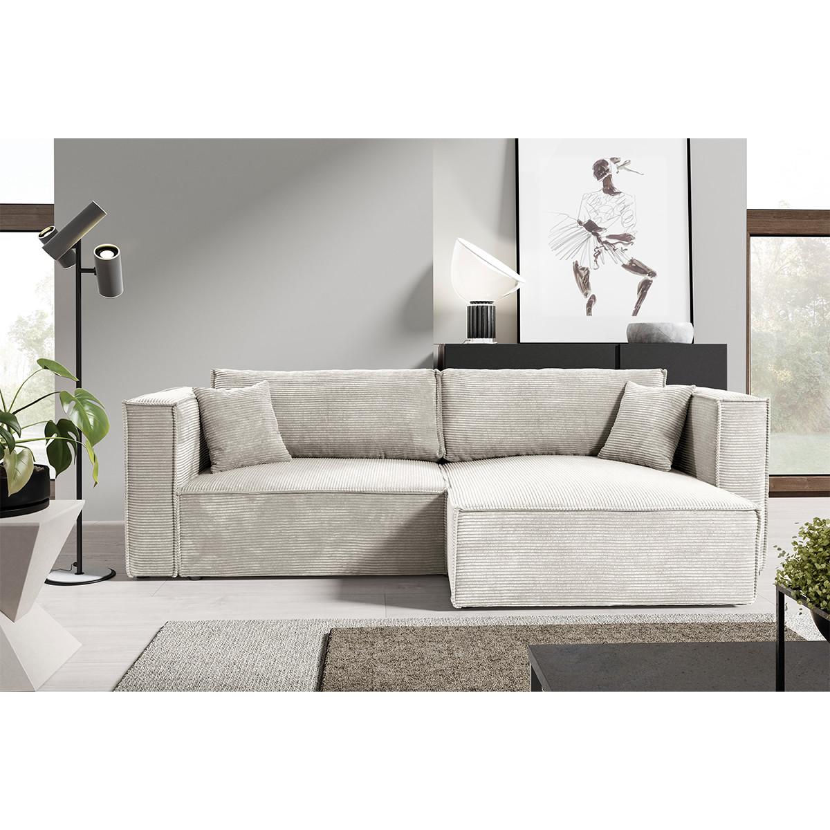 SOFA Jimmy 3 Sitzplätze Weiß-Beige - Weiß, Holz (245/77/148cm) - Petits-meubles