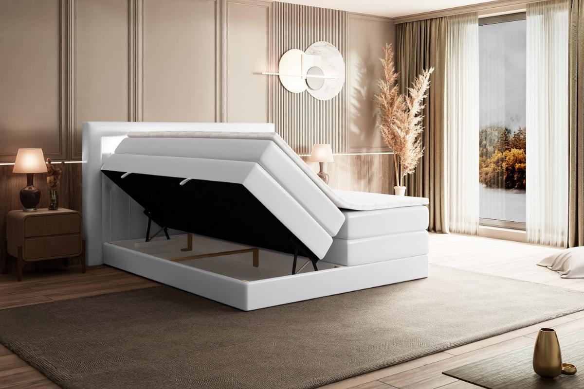 BOXSPRINGBETT NOEL GOLD KING - 140x200 - H3/H4 - Weiß Hochglanz - Weiß Hochglanz, Holzwerkstoff (140/200cm) - ALTDECOR