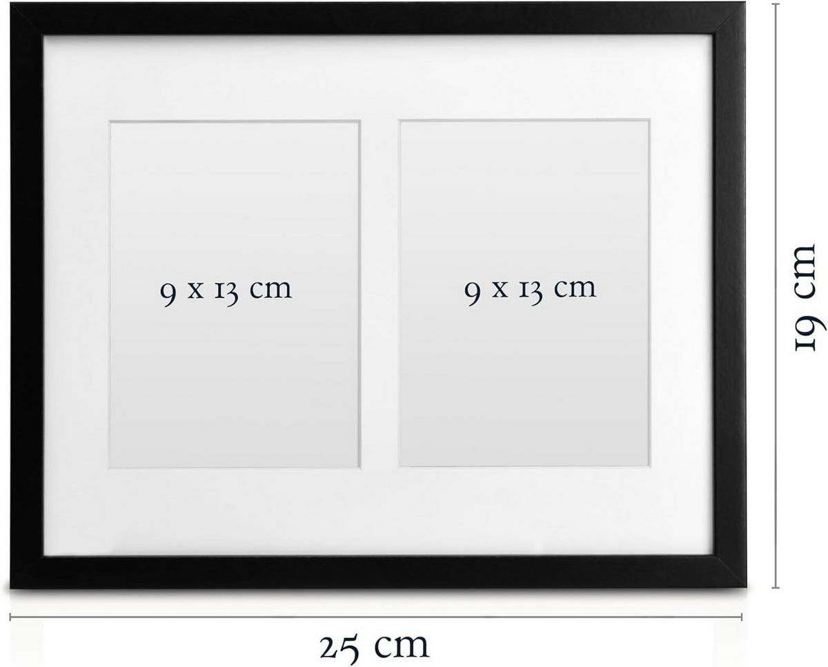 BILDERRAHMEN Galeria 9x13cm Schwarz (2tlg) - Schwarz, Holzwerkstoff (19/2cm) - BoMoe
