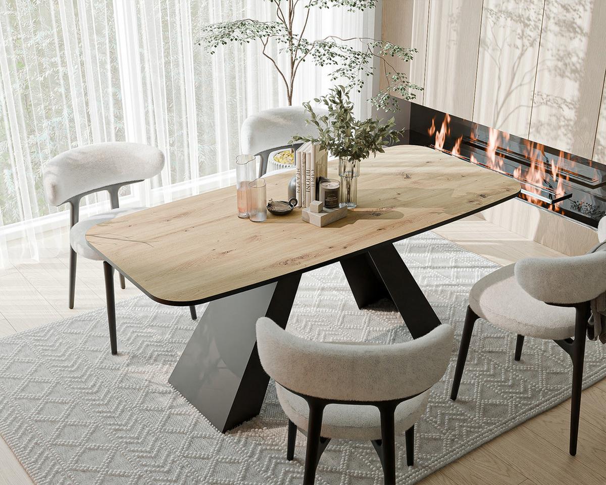 AUSZIEHTISCH ZENITH 180/90/76 cm mit Metallgestell, Schwarz / Artisan-Eiche - Schwarz/Eiche Artisan, Holzwerkstoff/Metall (90/180/76cm) - Idohome