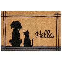 FUSSMATTE Naturfarben 60/90 cm Katze Hund Kokosfasern Maragang - Naturfarben, Textil (60/90cm) - Beliani