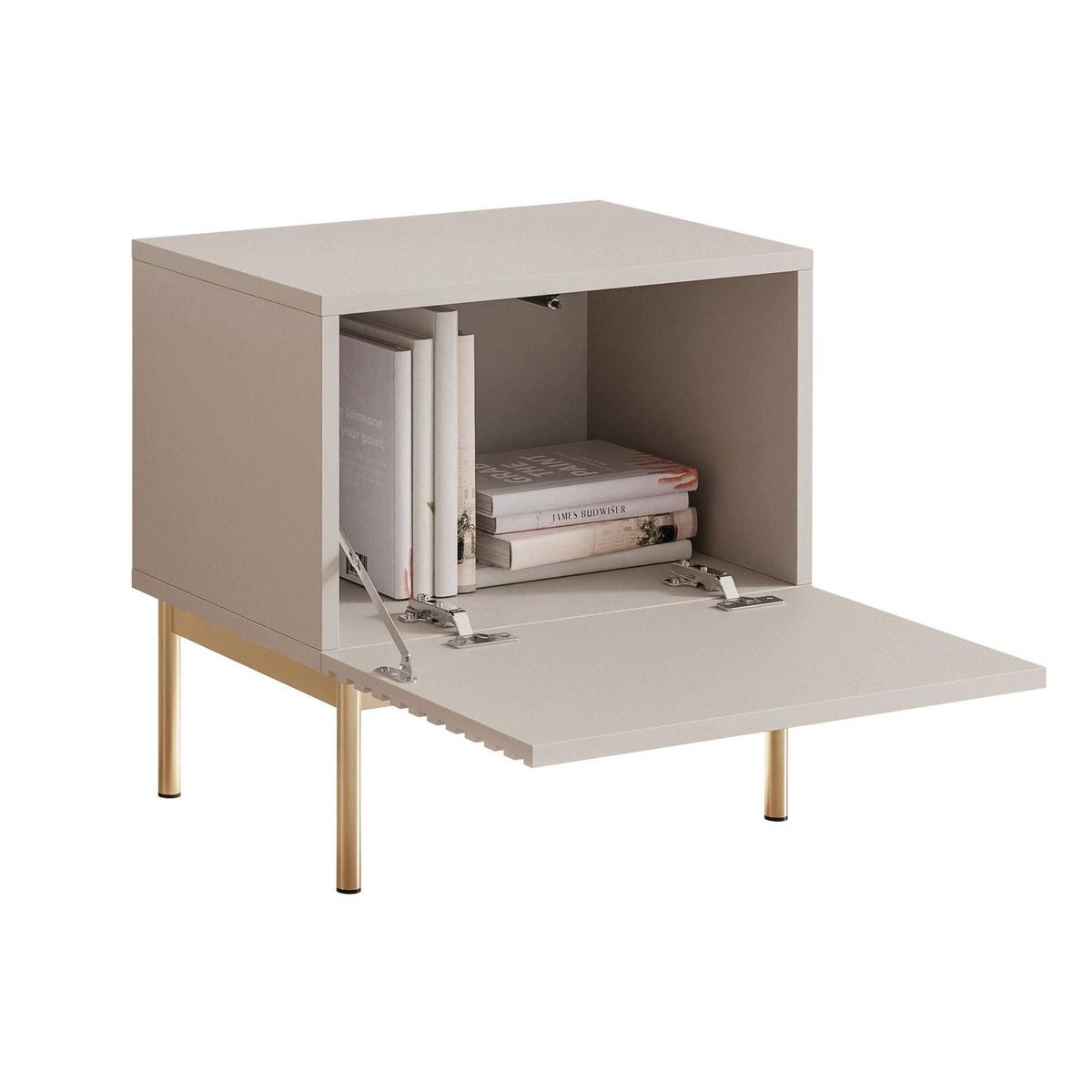 NACHTTISCH Linearis Kaschmirgrau 46 cm - Taupe/Kaschmir, Holzwerkstoff (35.9/45.4/31.6cm) - Selsey