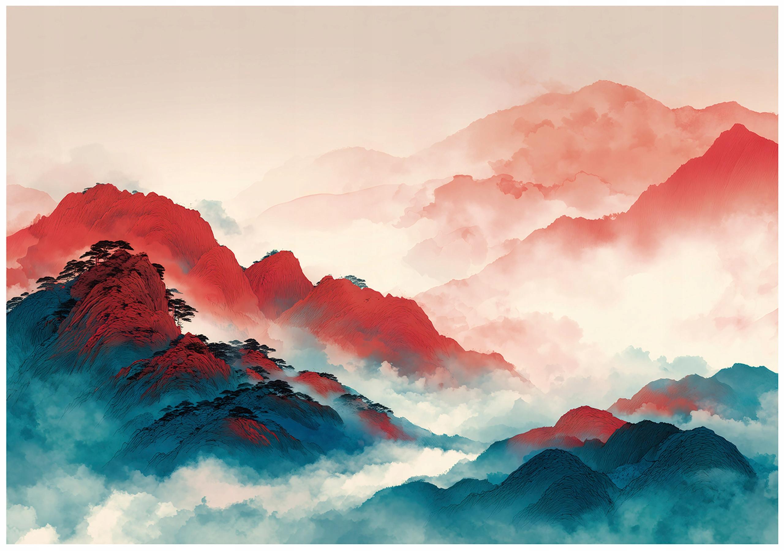 FOTOTAPETE Gebirge Natur Orange 250x175 cm - Multicolor, Papier (250/175cm) - Wallarena