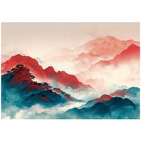 FOTOTAPETE Gebirge Natur Orange 250x175 cm - Multicolor, Papier (250/175cm) - Wallarena