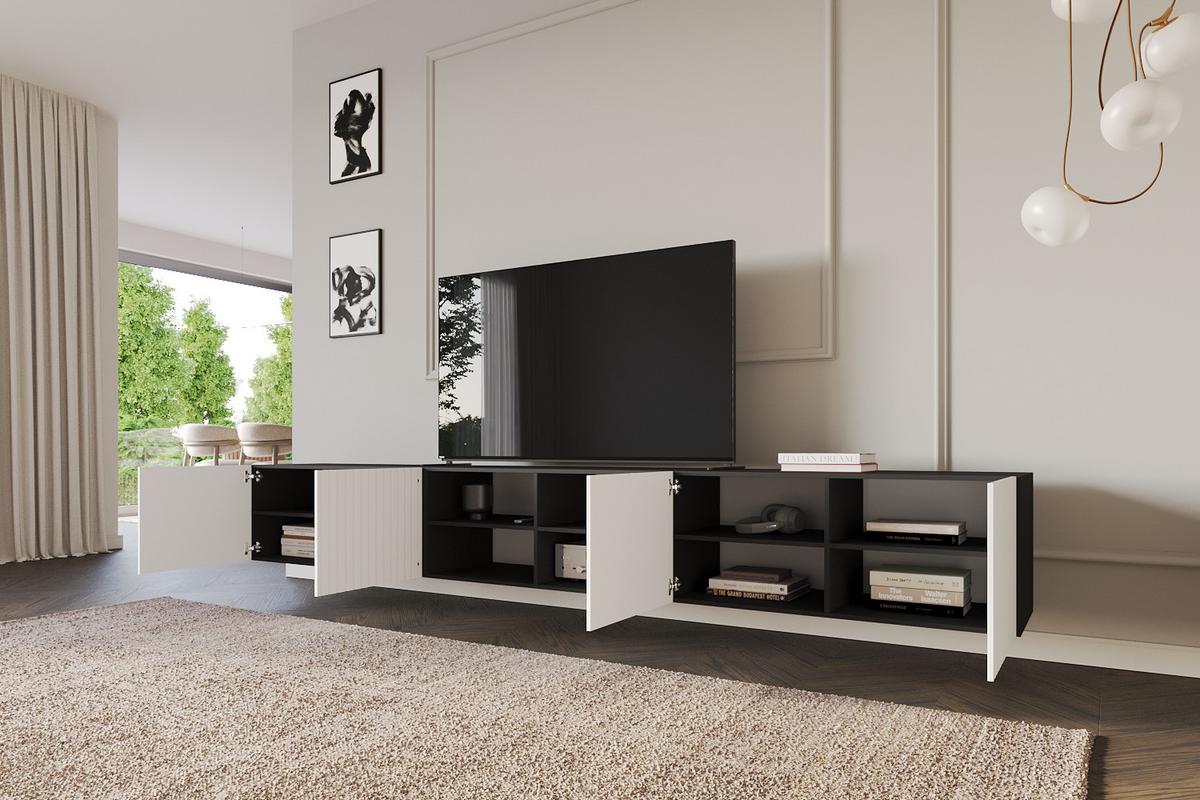 LOWBOARD KITO-W 3x100x40x40 cm - Schwarz / Weiß - Schwarz/Weiß, Holzwerkstoff (300/40/40cm) - ALTDECOR