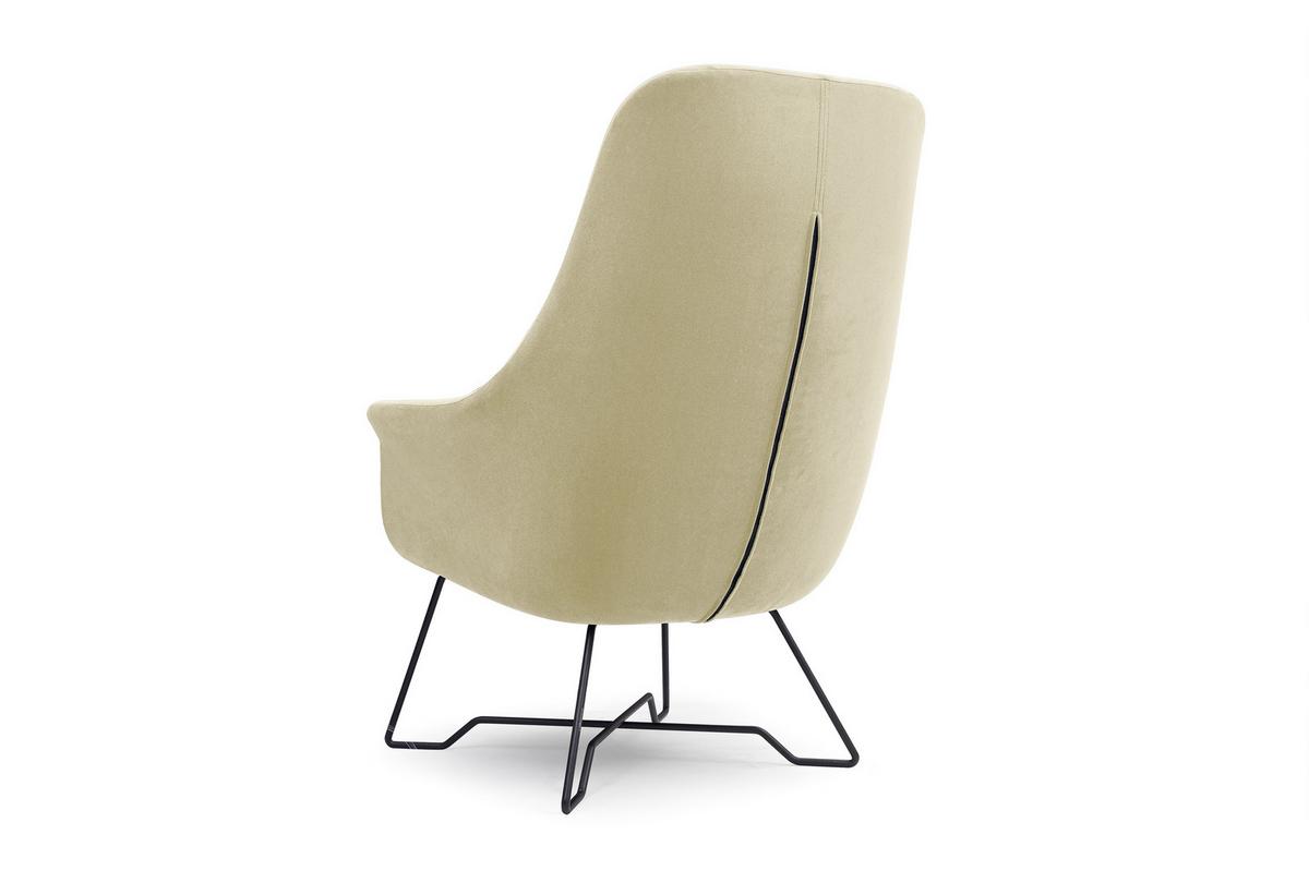 SESSEL SEDUTA, Modern Polstersessel Loungesessel, Velours-Stoff Creme - Creme, Holz/Metall (72.5/101.5/83cm) - MASSENO