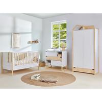 BABYZIMMER 3-teilig Juliette Weiß und Holz - Weiß, Holzwerkstoff (147.5/91.5/77.5cm) - Petits-meubles