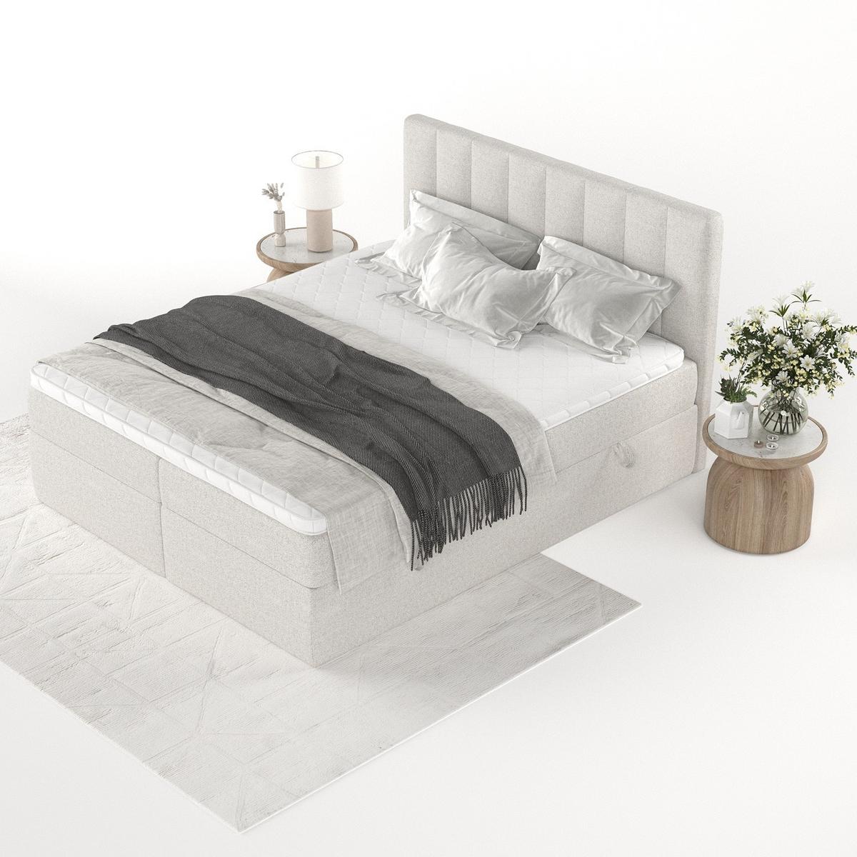 BOXBETT Bari 180/200 cm Hellbeige im Riva Stoff - Sandfarben, Holz/Holzwerkstoff (180/200cm) - AltaBeds