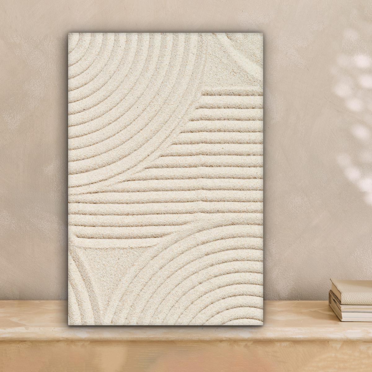 LEINWANDBILD Muster - Abstrakt - Weiß Deko Wohnzimmer 20x30 cm - Beige, Textil (20/30cm) - MuchoWow