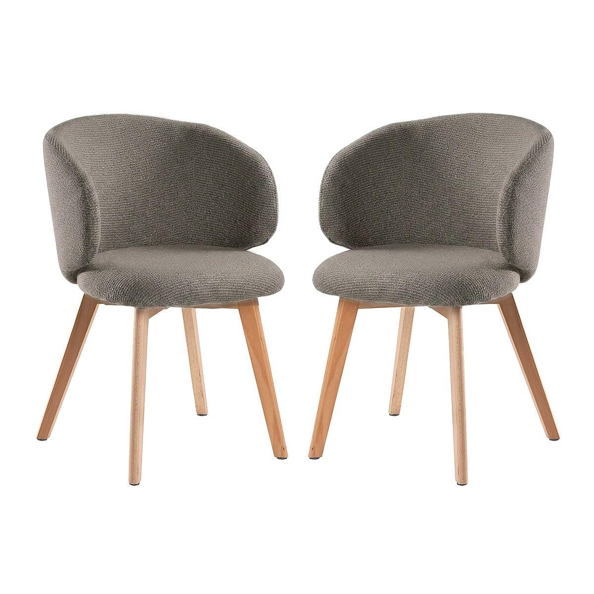 STÜHLE 2er?Set aus stoff und massive Holzfüße 60/55/79 cm - Braun, Textil (55/79/63.5cm) - Calicosy