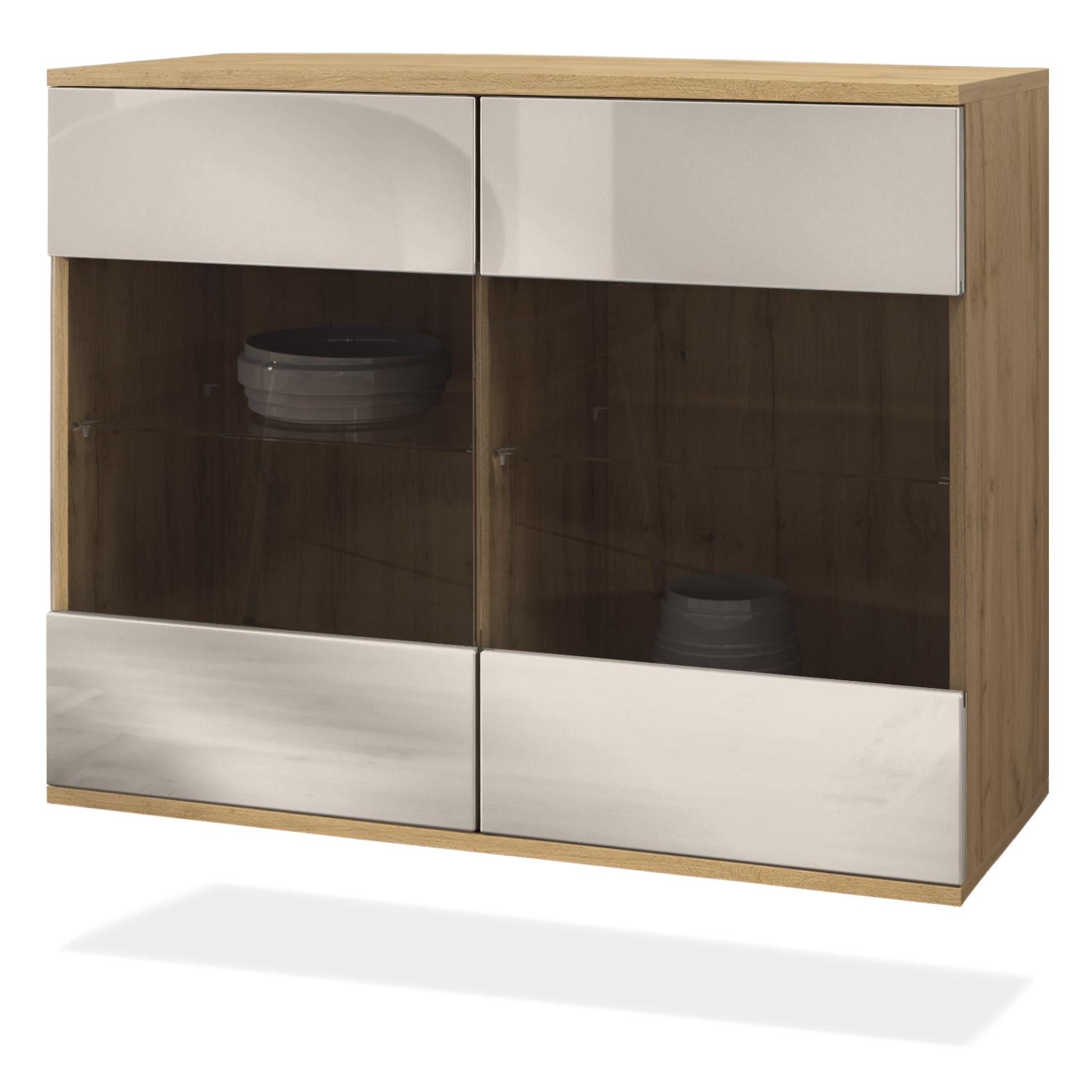 KOMMODE Bari Sandgrau Hochglanz - Sandfarben, Holzwerkstoff (92.5/73.5/35cm) - Vladon
