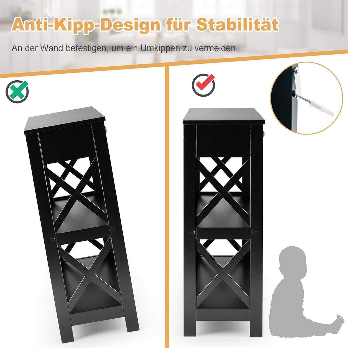 KONSOLENTISCH 80cm Schwarz - Schwarz, Holz (30/100/80cm) - COSTWAY