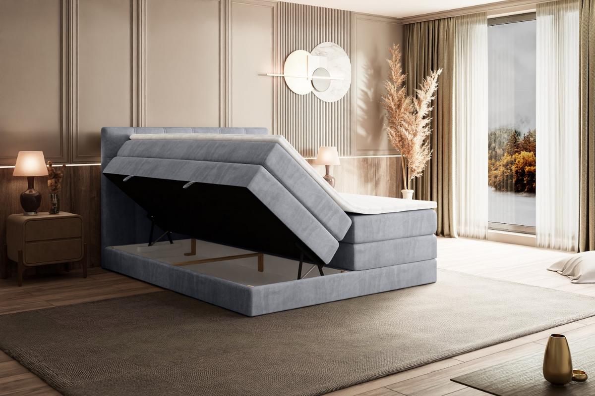 BOXSPRINGBETT MARCE KING - 140x200 - H3/H4 - Hellgrau - Hellgrau, Holzwerkstoff (140/200cm) - ALTDECOR