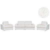 5-SITZER-SOFA SET Bouclé cremeweiß Alla - Weiß, Textil (112/112/208cm) - Beliani