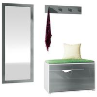 GARDEROBE Hanko Grau Hochglanz - Grau, Holzwerkstoff (160/190/33cm) - Vladon