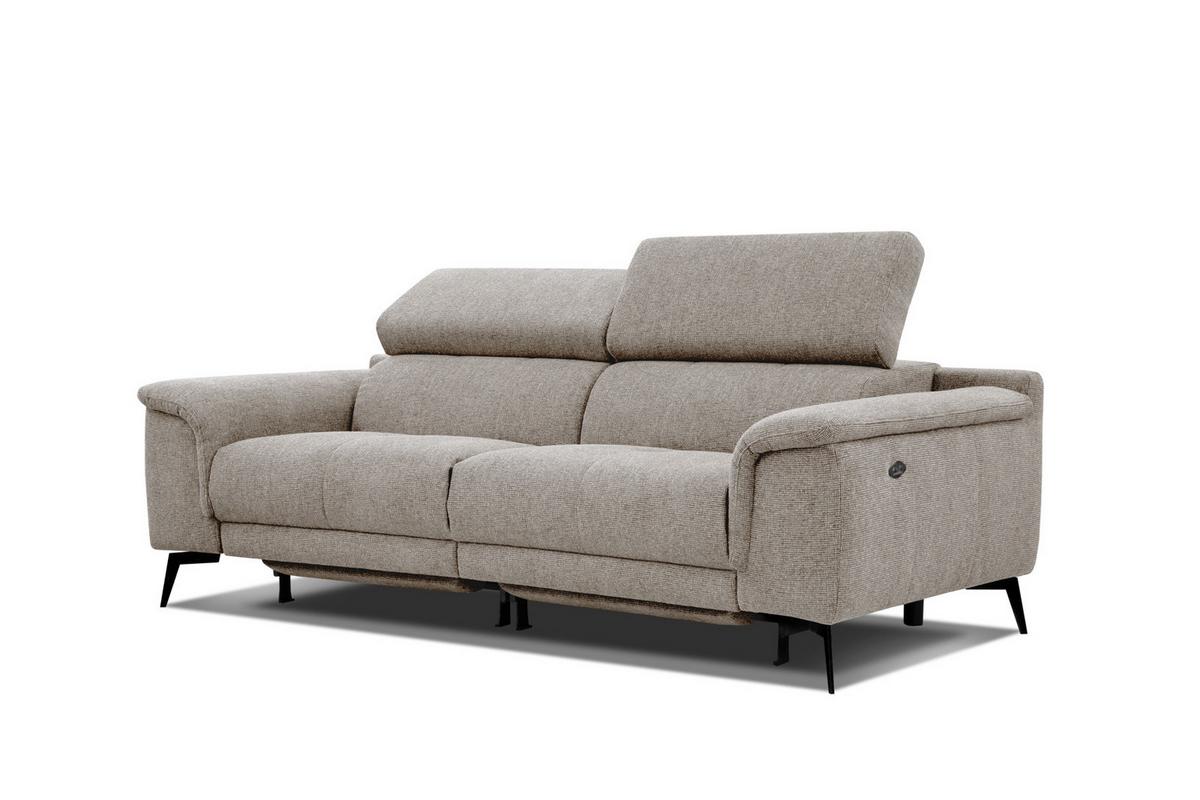 RELAXSOFA FIERO 3-Sitzer mit 2 Relaxfunktionen, taupe - Taupe/Schwarz, Holzwerkstoff/Textil (212/82/103cm) - Wozimo