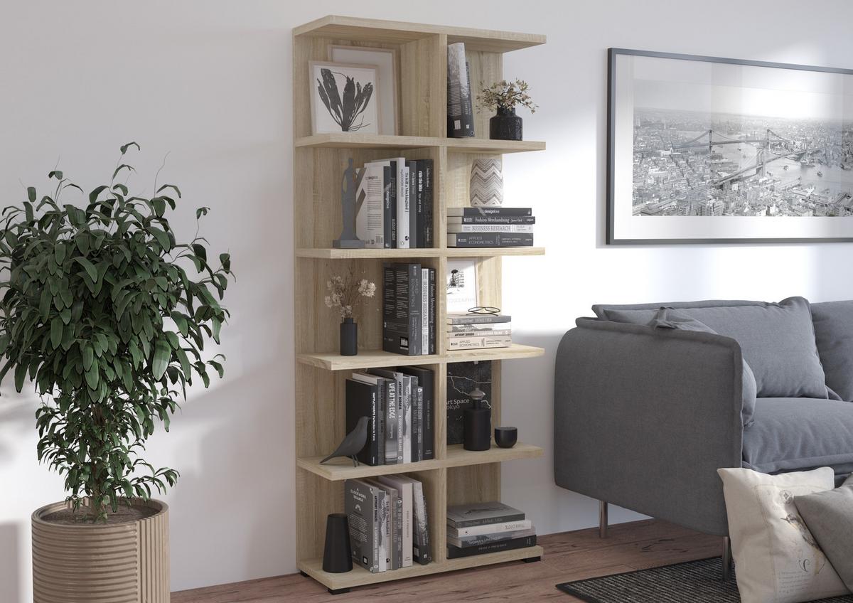 BÜCHERREGAL DUOMO 83,2x29,7x184 cm, Regal Sonoma Eiche - Sonoma Eiche, Holzwerkstoff (83.2/184/29.7cm) - MASSENO
