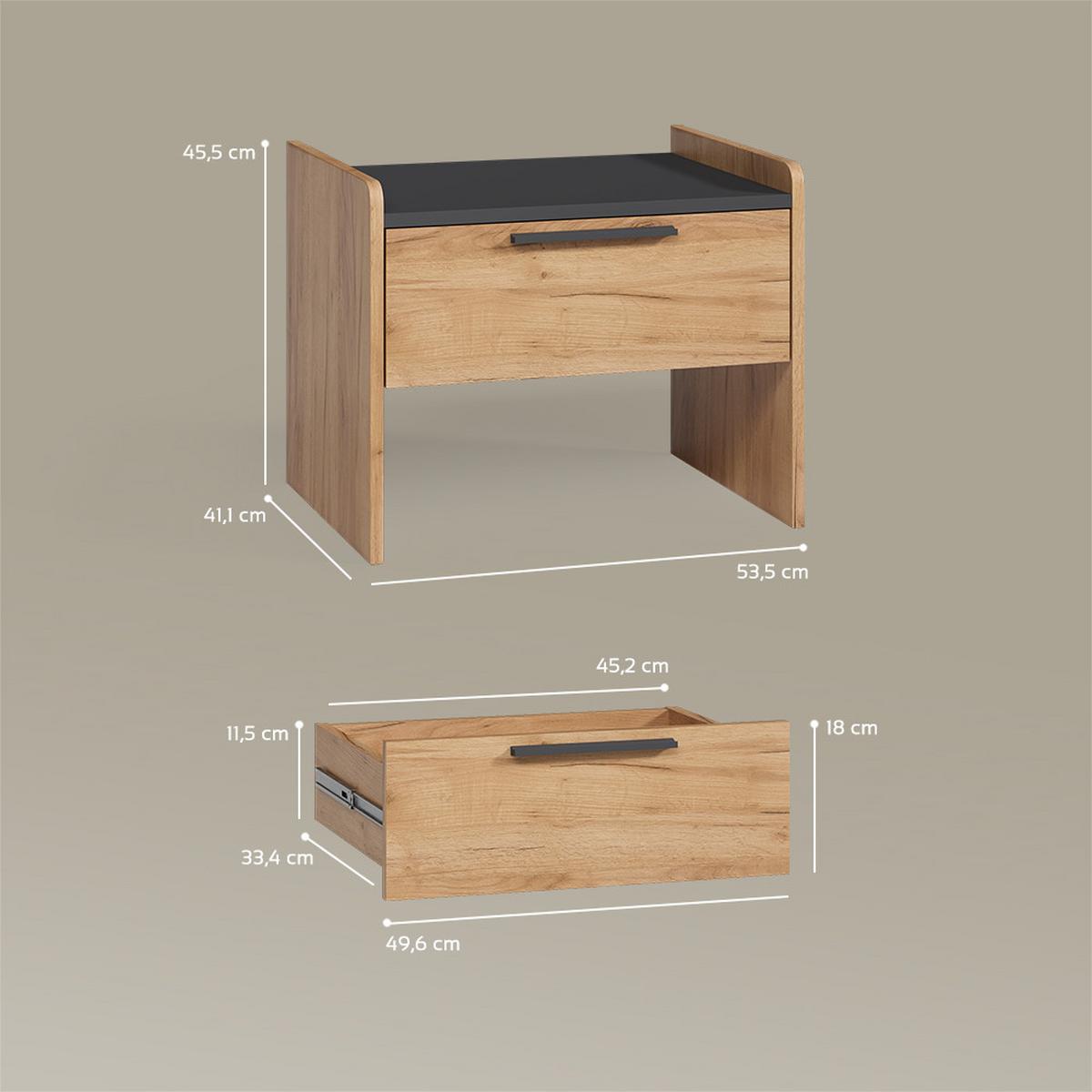 ESSZIMMERBANK Tiberio Sandeiche 53.5 x 41.1 cm mit 1 Schublade - Sonoma Eiche, Holzwerkstoff (53.5/45.5/41.1cm) - Livinity®