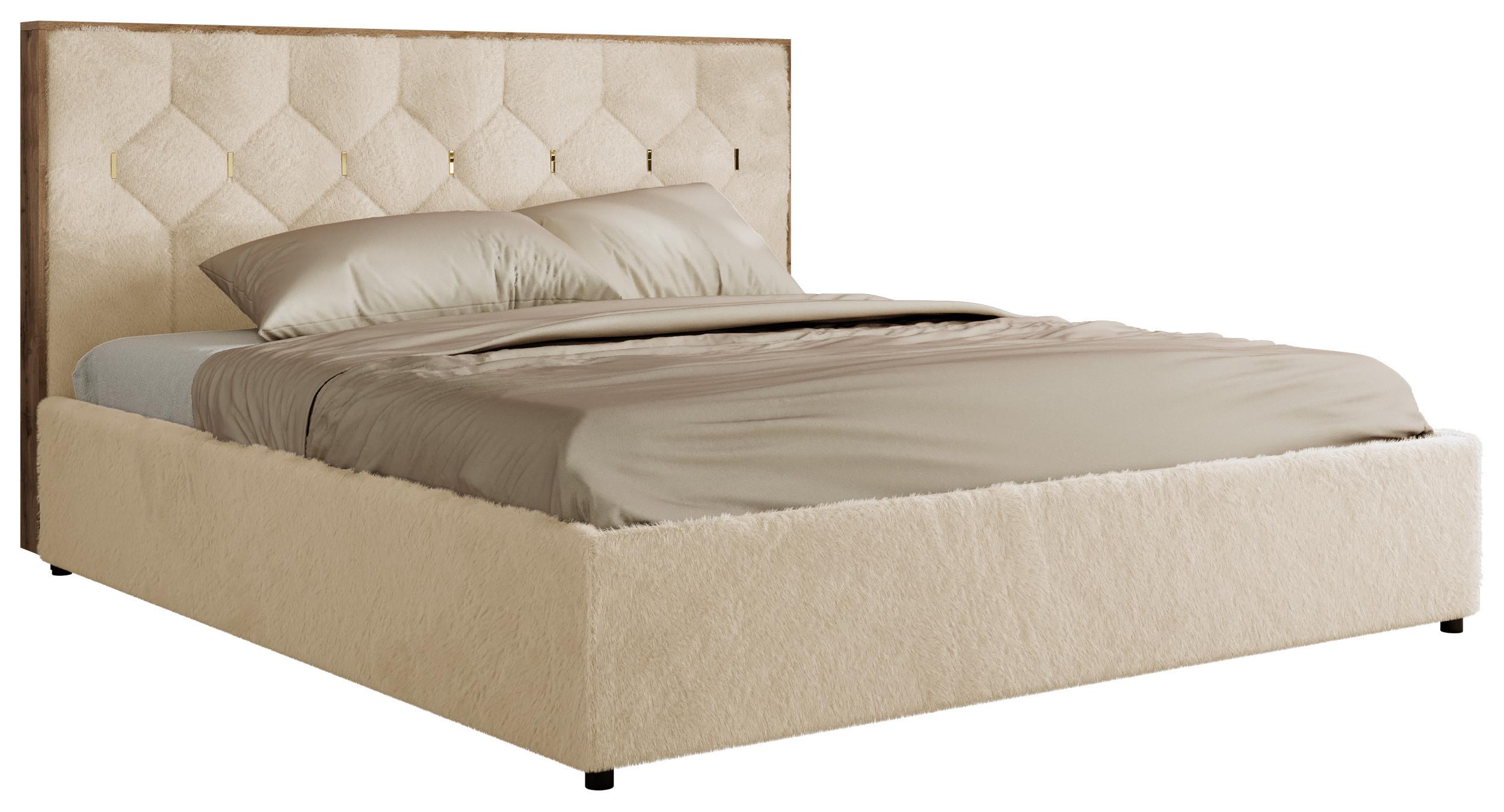 POLSTERBETT LARINO CLASSIC 180/200 - Creme Plüsch - Pocket Matratze - Creme, Textil (180/200cm) - MKS