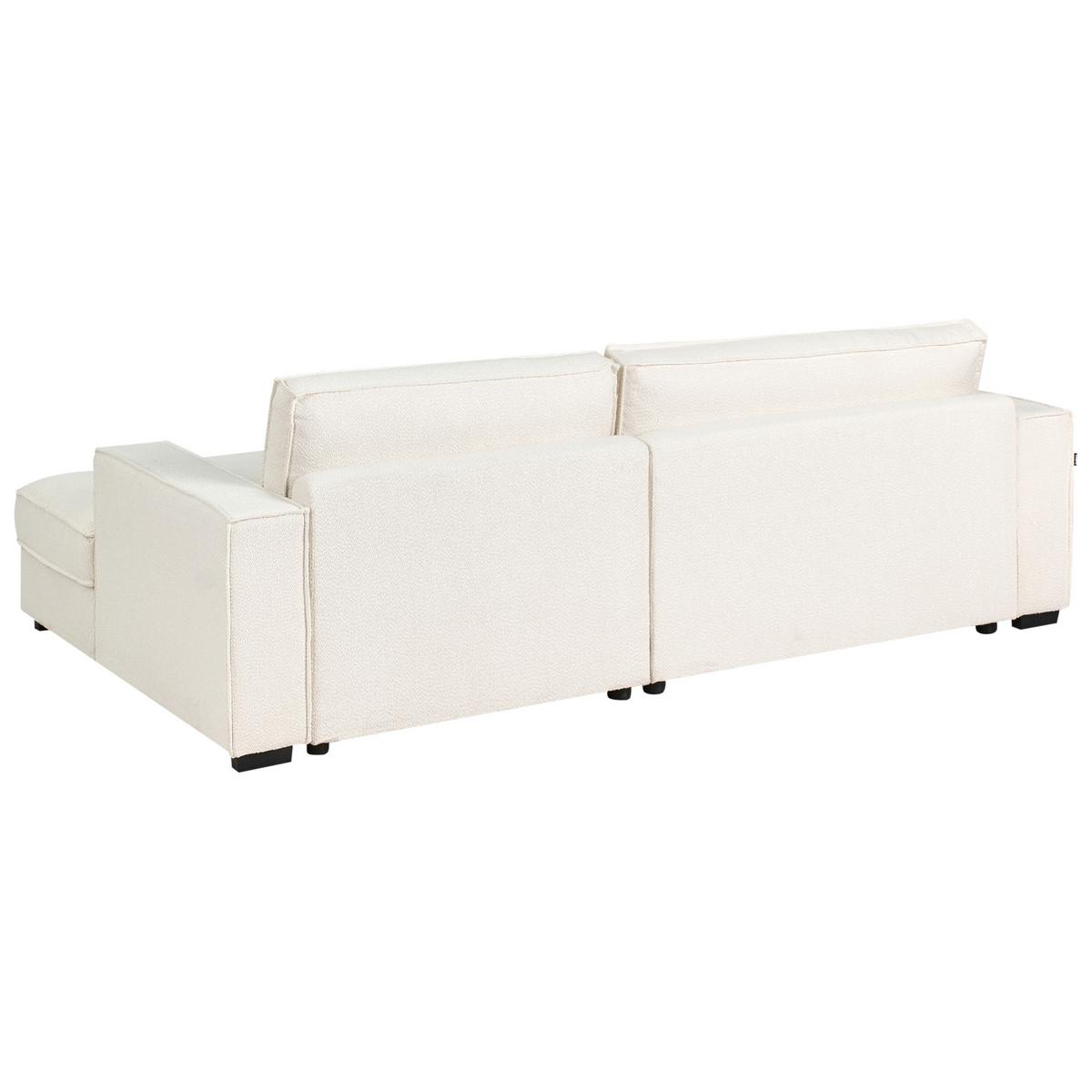 ECKSOFA Bouclé Cremeweiß mit Ottomane linksseitig Renders - Beige/Creme, Textil (257/136cm) - Beliani