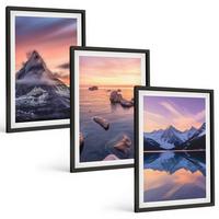 BILDER SET 3er Set - 40x60 cm Schwarzer Rahmen - Berglandschaft, See, Westen - Schwarz, Kunststoff (40/60cm) - TULUP