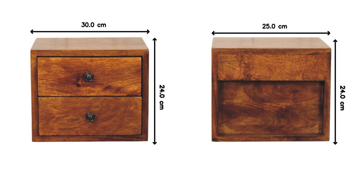 WANDNACHTTISCH Solis, Braun. - Messingfarben/Braun, Mangoholz/Holz (30/24/35cm) - Artisan Furniture