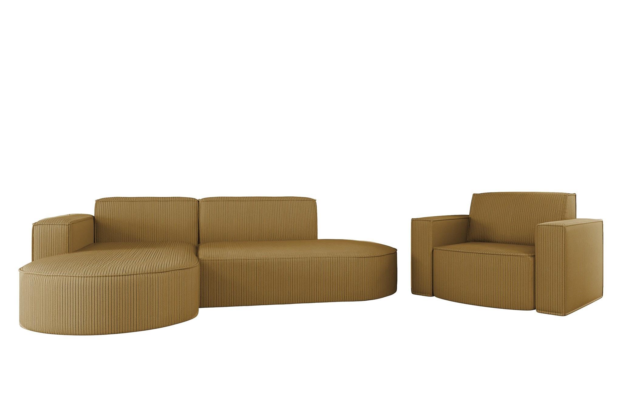 SOFASET Palma In Scala - Gelb, Holzwerkstoff/Textil (236/78/165cm) - Fun Möbel